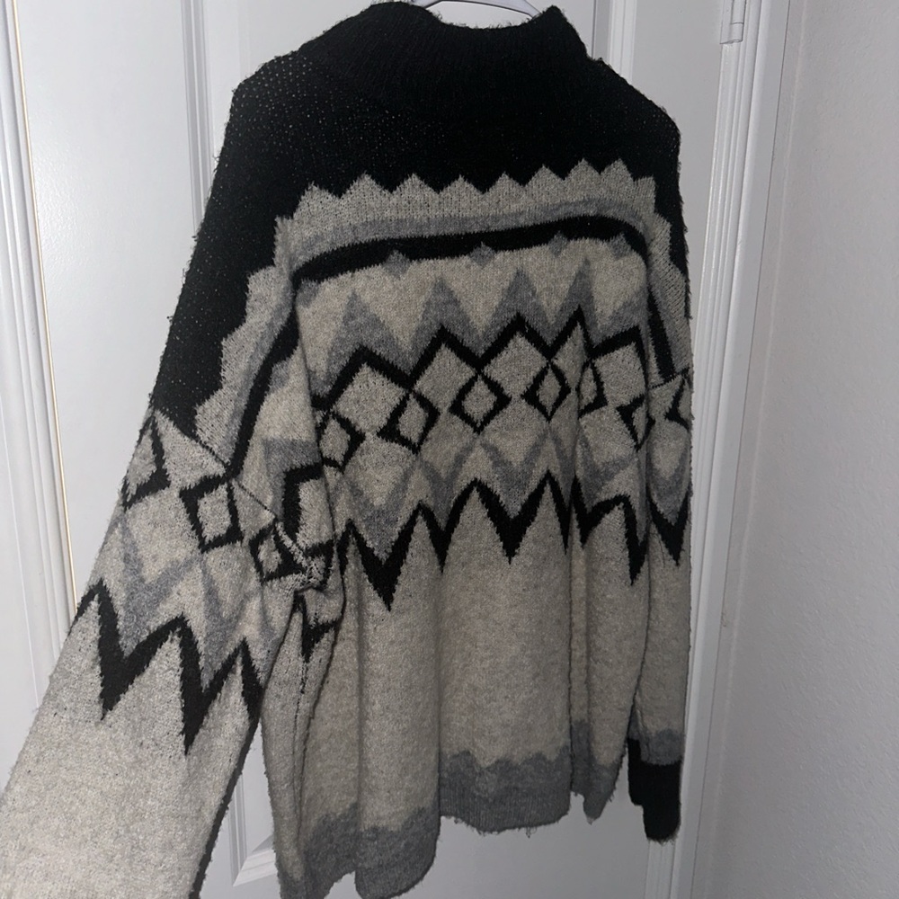 Black and Grey Patterned Maurices Sweater